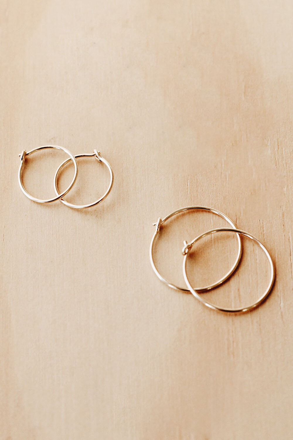 Gold Filled Thin Wire Round Hoops — Priscilla Ma