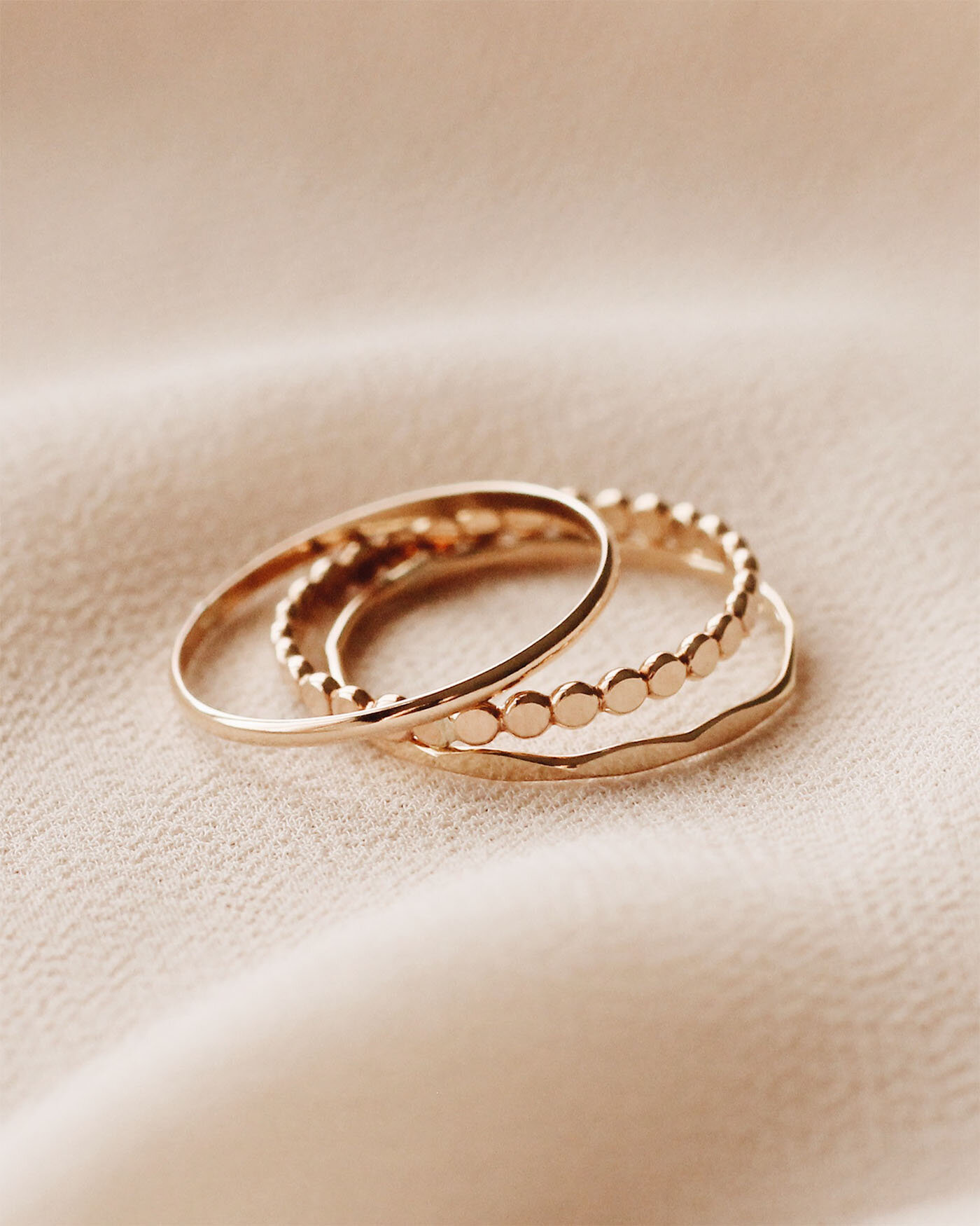 Set of 3 Gold Filled Dainty Rings Stack — Priscilla Ma