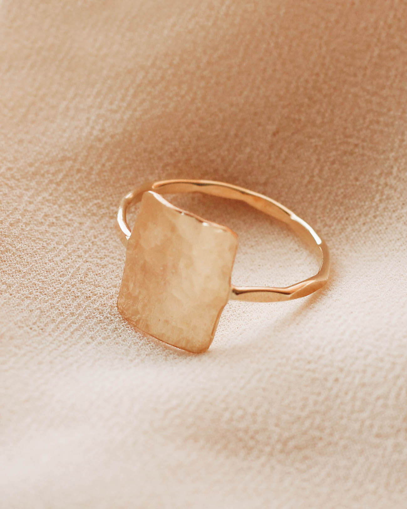 Gold Filled Hammered Square Ring — Priscilla Ma