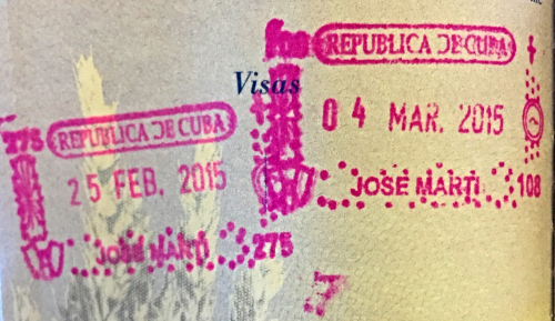 Entry and Exit stamps that you will receive in your passport upon arrival and departure from Cuba