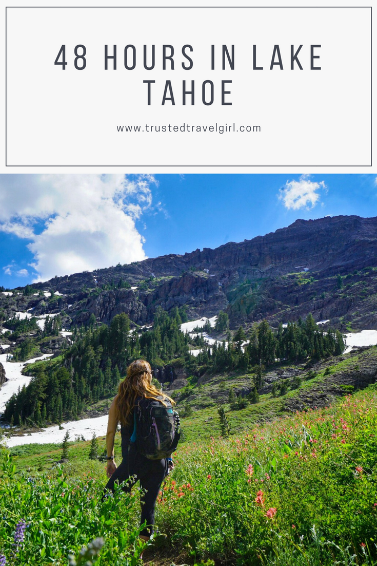 Are you looking for a fun weekend itinerary for Lake Tahoe in Nevada? Check out this 48 hour guide for Lake Tahoe in the summer. We will tell you exactly what to do and see each day including where to eat in Lake Tahoe, where to see the sunrise in Lake Tahoe, fun things to do in Lake Tahoe, adventurous activities in Lake Tahoe, and more. Save this to your Lake Tahoe board so you can find it later. #laketahoe #nevada #itinerary