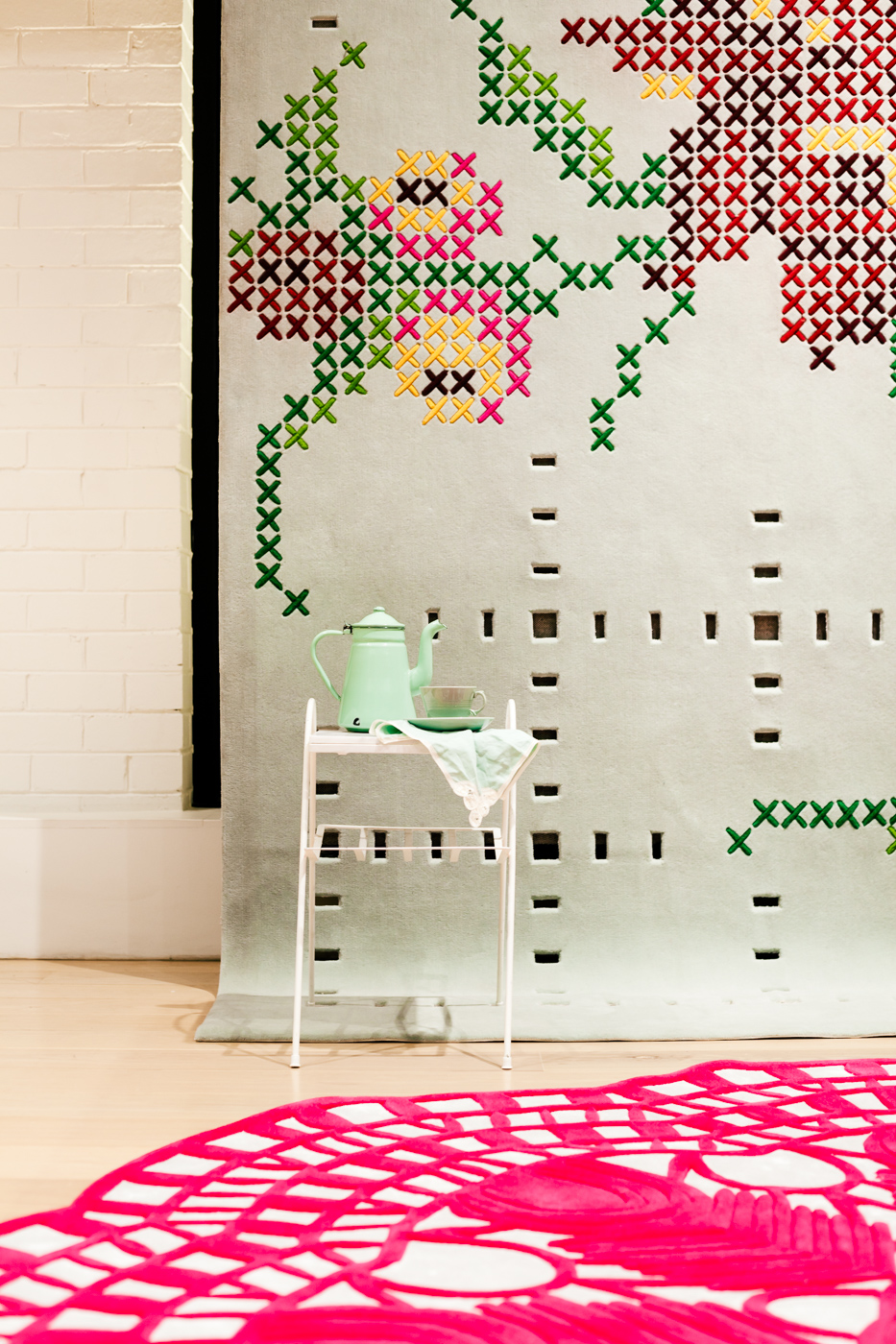 High Tea & Evelyn rugs | Vintage Inspiration | Cross--Stitch & Doily Love | NEW AGAIN by Petrina Turner Design for Designer Rugs | The launch event 