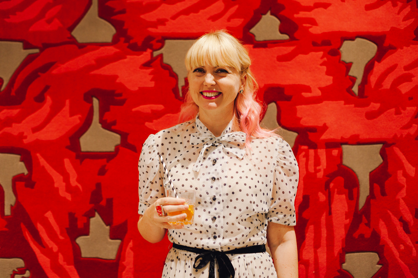 Enjoying the signature Ginger Gin cocktail | NEW AGAIN by Petrina Turner Design for Designer Rugs | The launch event