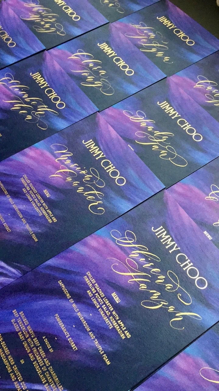 Jimmy Choo dinner menus