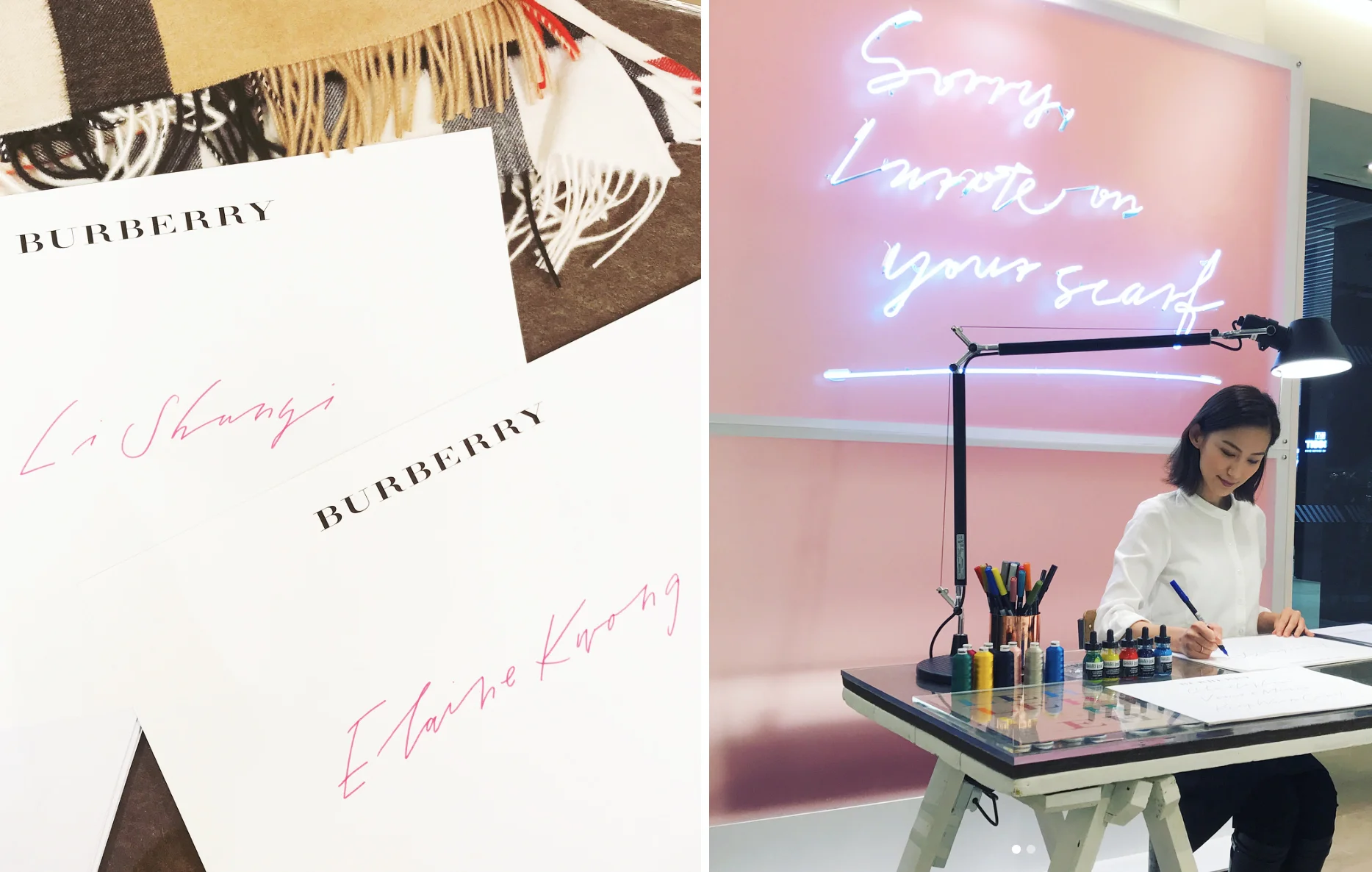 Burberry "Sorry, I wrote on your scarf"