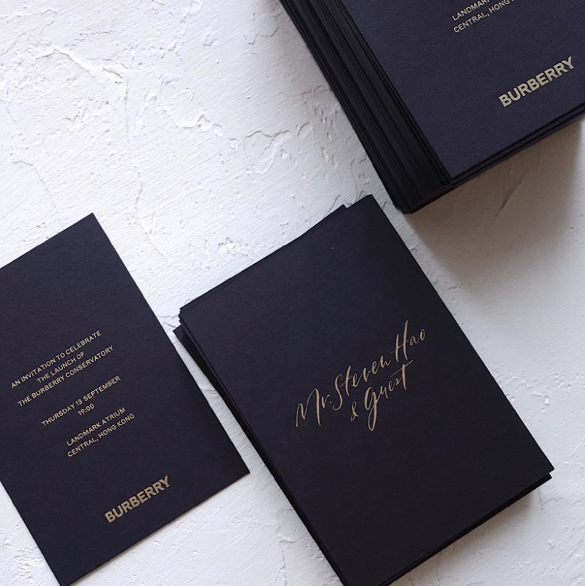 Invitation for Burberry Conservatory launch event