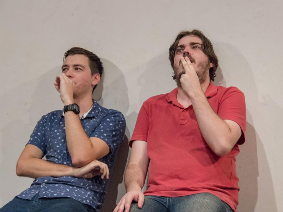 Logan (on right) with Jonathan Burns, Cool Story Bro Feb 2016 - photo courtesy of Sam Clifford