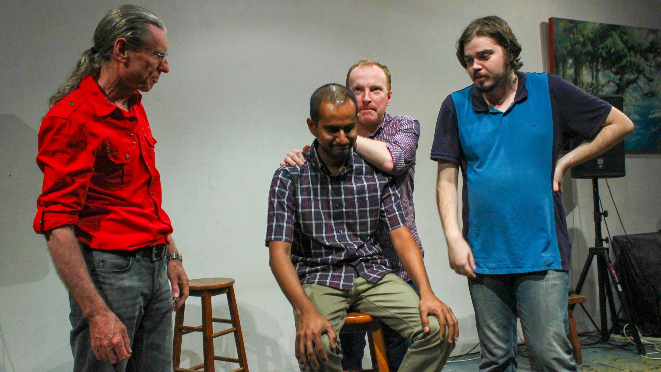 Suren (centre), with Peter Eden, Jim Reynolds and Logan Cronin-Stacey, Cool Story Bro April 2016. Photos courtesy of Sam Clifford