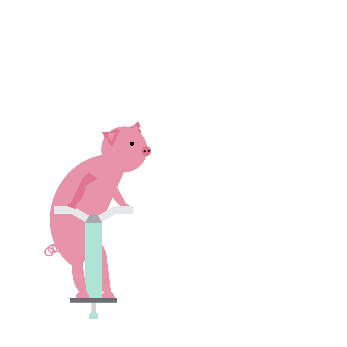 Pig bouncing on a pogo stick