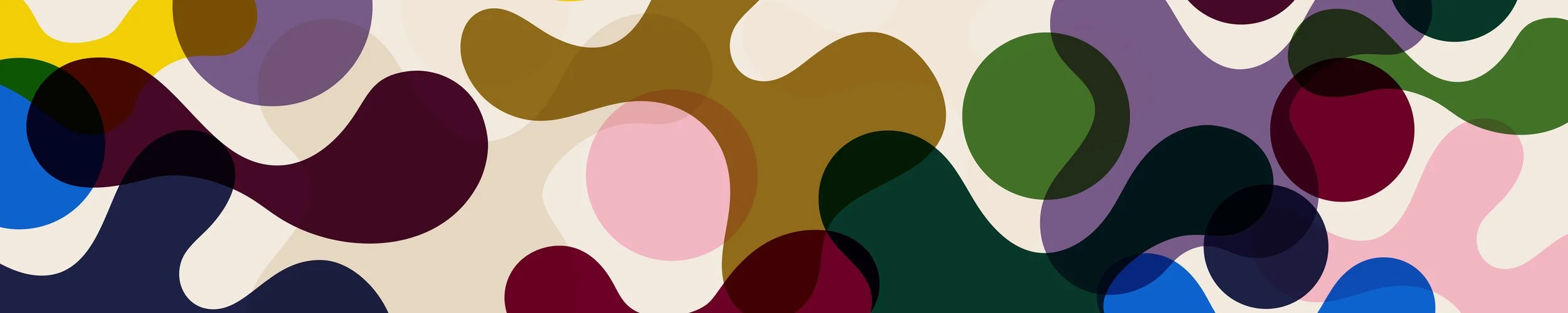 Multicolor banner with organic shapes