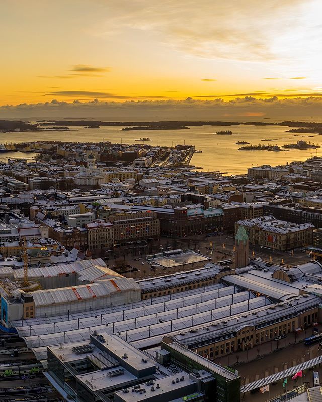 Helsinki downtown panorama. #helsinki #panorama #sunrise #mavicpro #mavic2pro #mavicimages