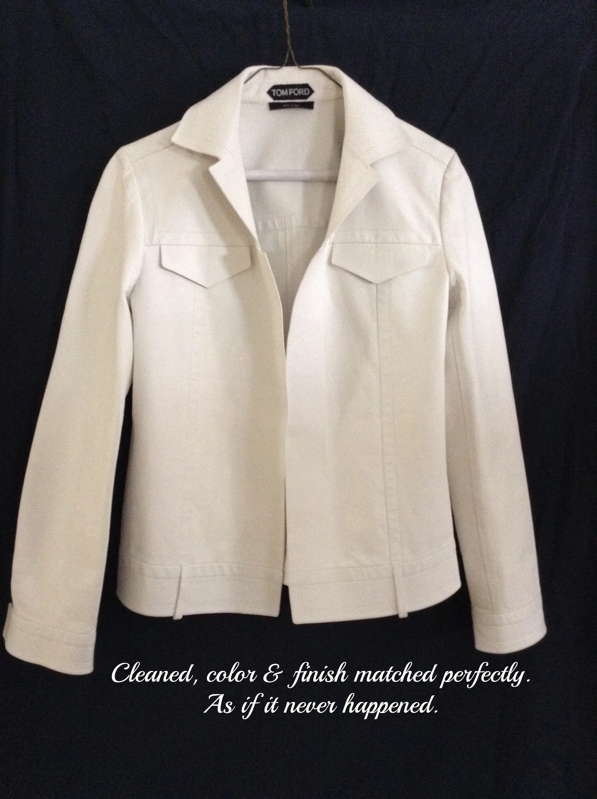Tom Ford lamb jacket wine stain removal