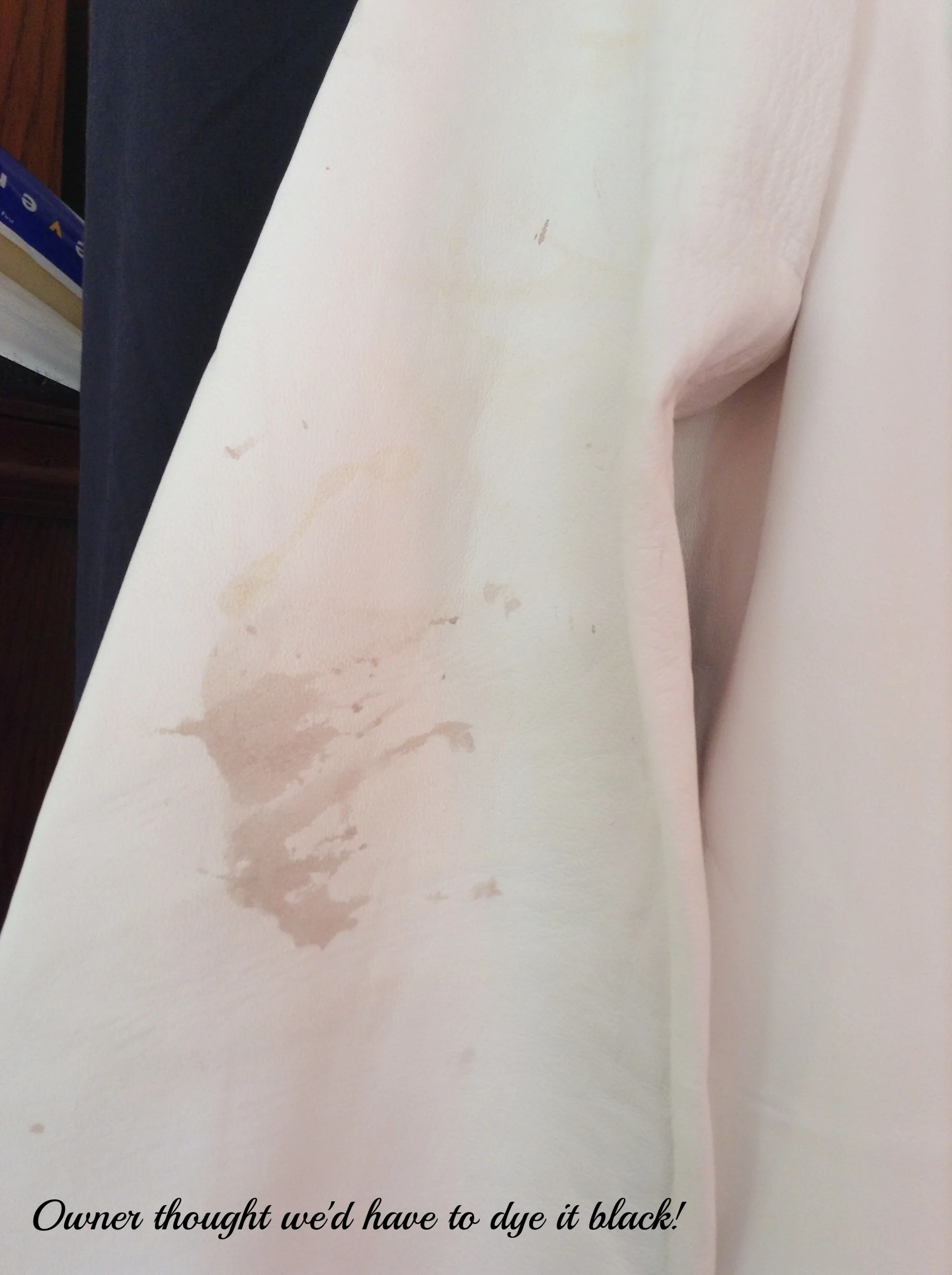Tom Ford Designer Leather Jacket Stain Removal, "Before"