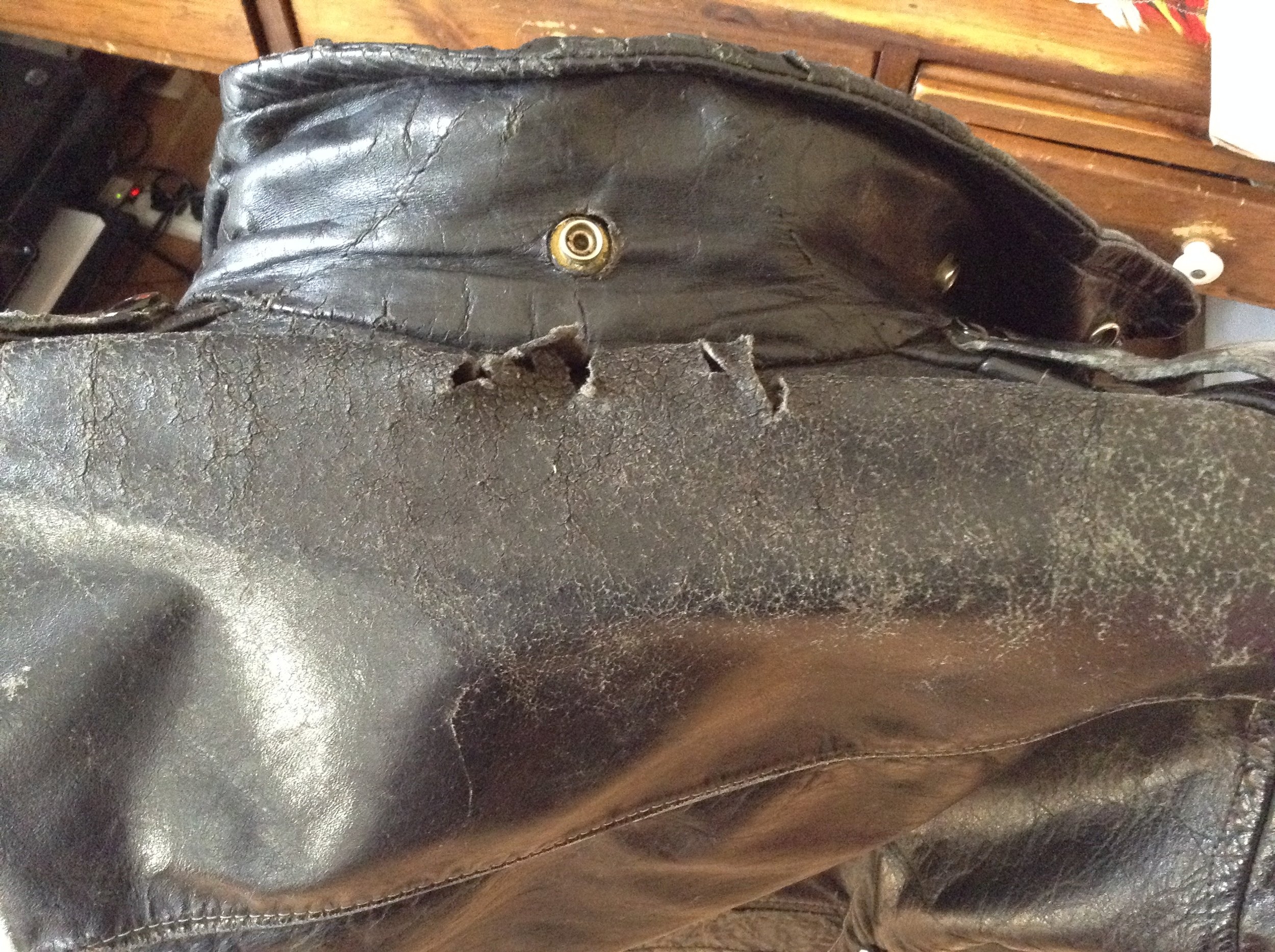 Back of collar, 1950's biker jacket