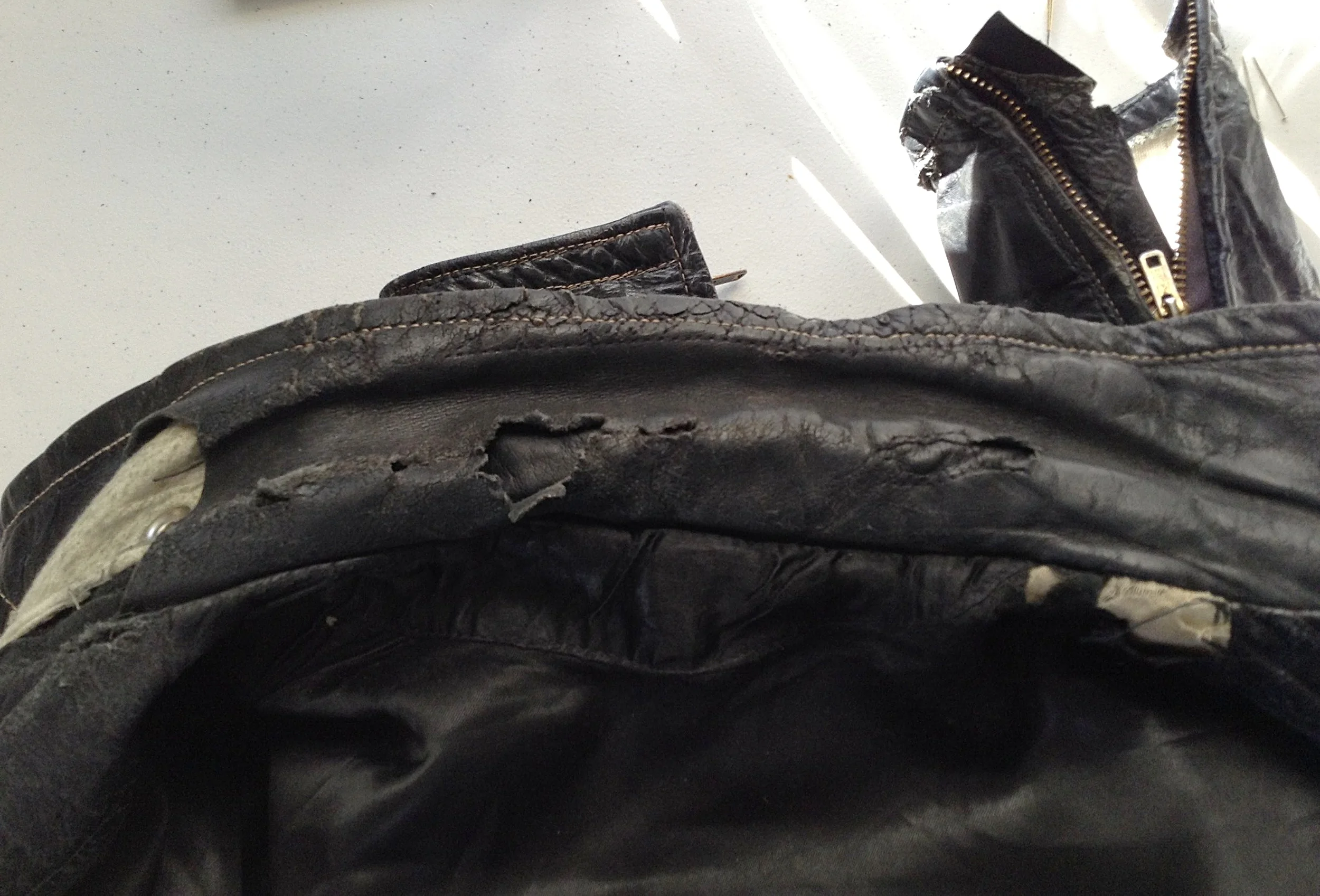 Inside collar, 1950's biker jacket