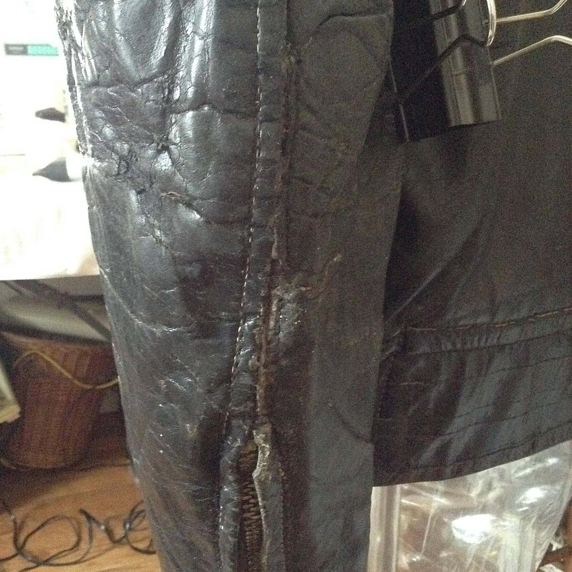 Restoration of vintage leather jacket sleeve