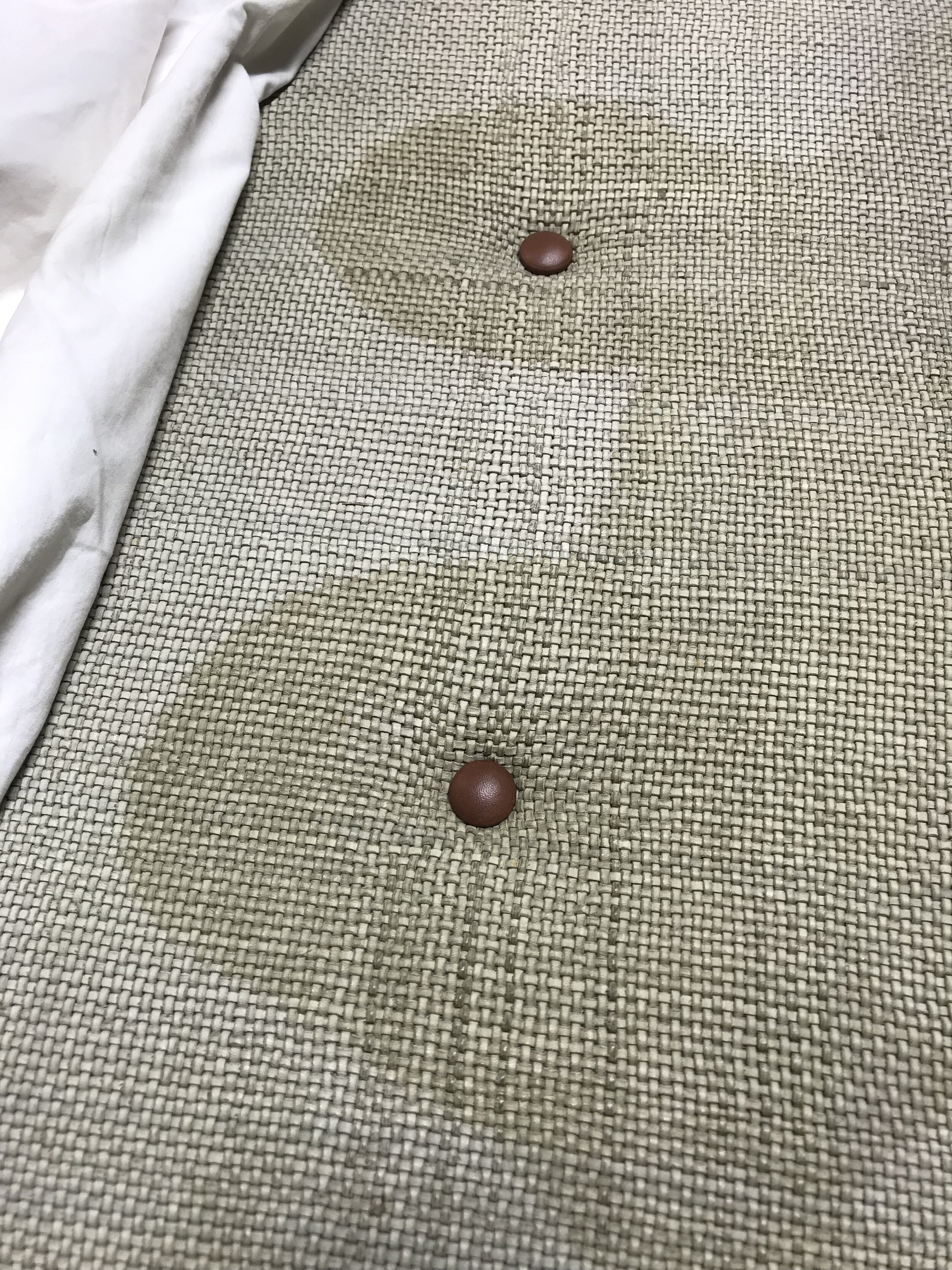   With no original larger scraps  with which to match color, match testing was done under a magnifier with tiny artist brushes and swabs until right shade achieved.  