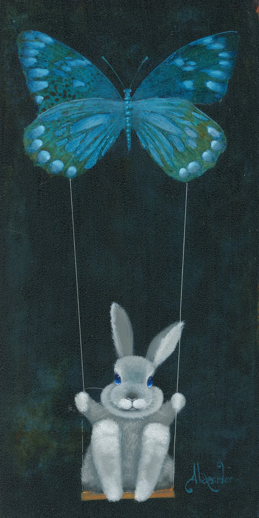 Grey Bunny with Butterfly II