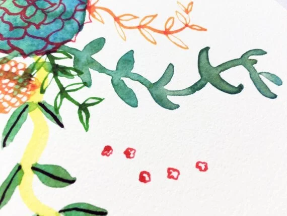 botanical plant print poster art illustration green greenery succulent watercolour