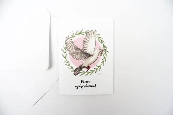 mewn cydymdeimlad in sympathy welsh greeting card cymraeg peace dove recycled eco