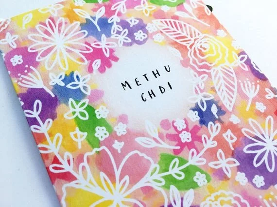 methu chdi welsh greeting card miss you cerdyn cymraeg cardyn wales cymru floral 70s psychedelic eco recycled