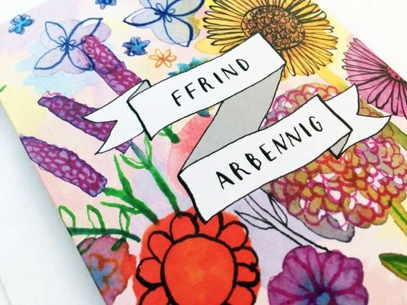 ffrind arbennig special friend welsh greeting card floral recycled eco