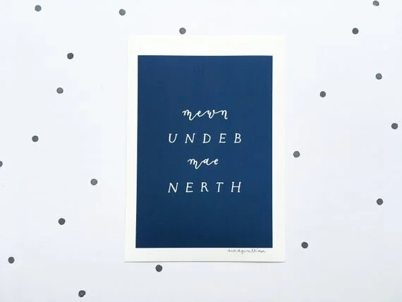 mewn undeb mae nerth welsh quote affirmation inspiration inspirational navy blue calligraphy cymraeg minimal minimalist print poster
