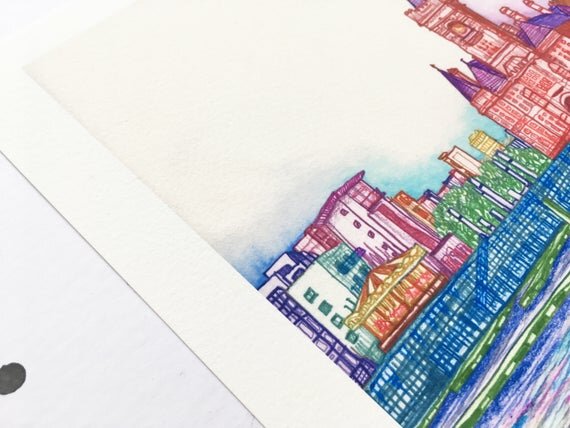 bae caerdydd cardiff bay tiger print poster cymru wales welsh cymraeg art artwork illustration glamorgan