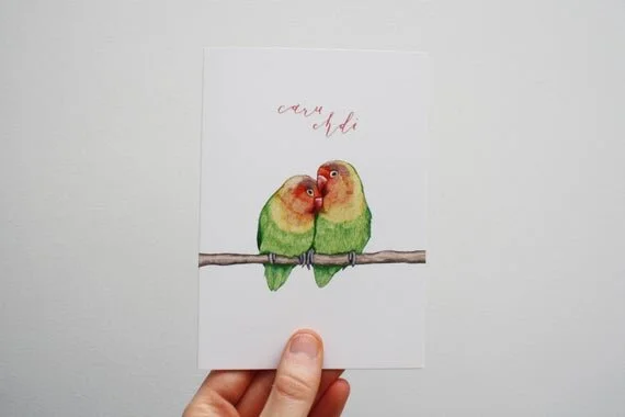caru chdi love you lovebirds welsh greeting card cerdyn cardyn cymraeg wales cymru recycled eco