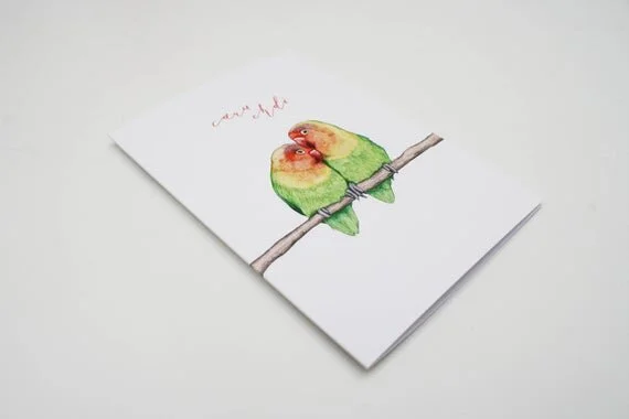 caru chdi love you lovebirds welsh greeting card cerdyn cardyn cymraeg wales cymru recycled eco