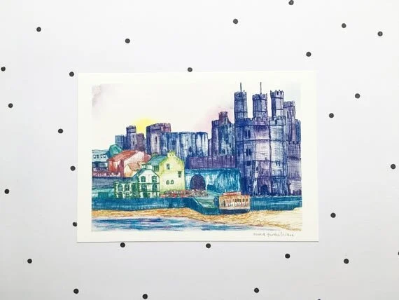caernarfon castle castell harbour dock docks seafront anglesey south of france snowdonia dre print poster tourism cymru wales cymraeg welsh