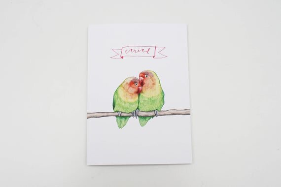 cariad love lovebirds valentines day santes dwynwen welsh greeting card cymru cymraeg wales recycled eco