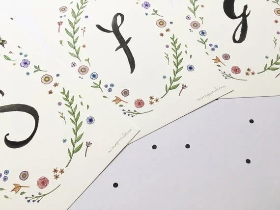 floral initial wreath welsh alphabet wyddor gymraeg cymraeg wales cymru nursery baby newborn gift idea child kids bedroom room cymru wales nature floral wildflowers print poster illustration