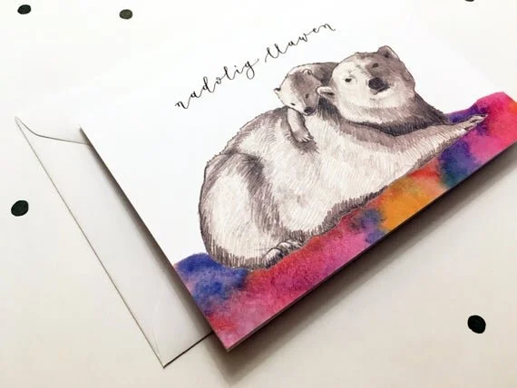 welsh christmas greeting card cardiau nadolig llawen cymraeg recycled eco polar bear