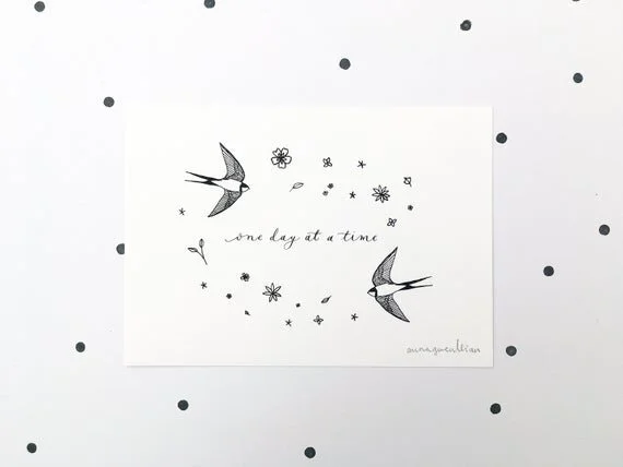 one day at a time inspirational quote print poster simple minimalist minimalistic style