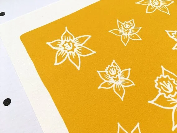 daffodil minimalist minimalistic print poster welsh cenin pedr cennin yellow mustard wales cymru