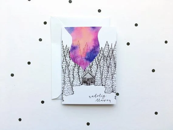 welsh christmas greeting card cardiau nadolig llawen cymraeg recycled eco pecyn pack mixed cabin woods