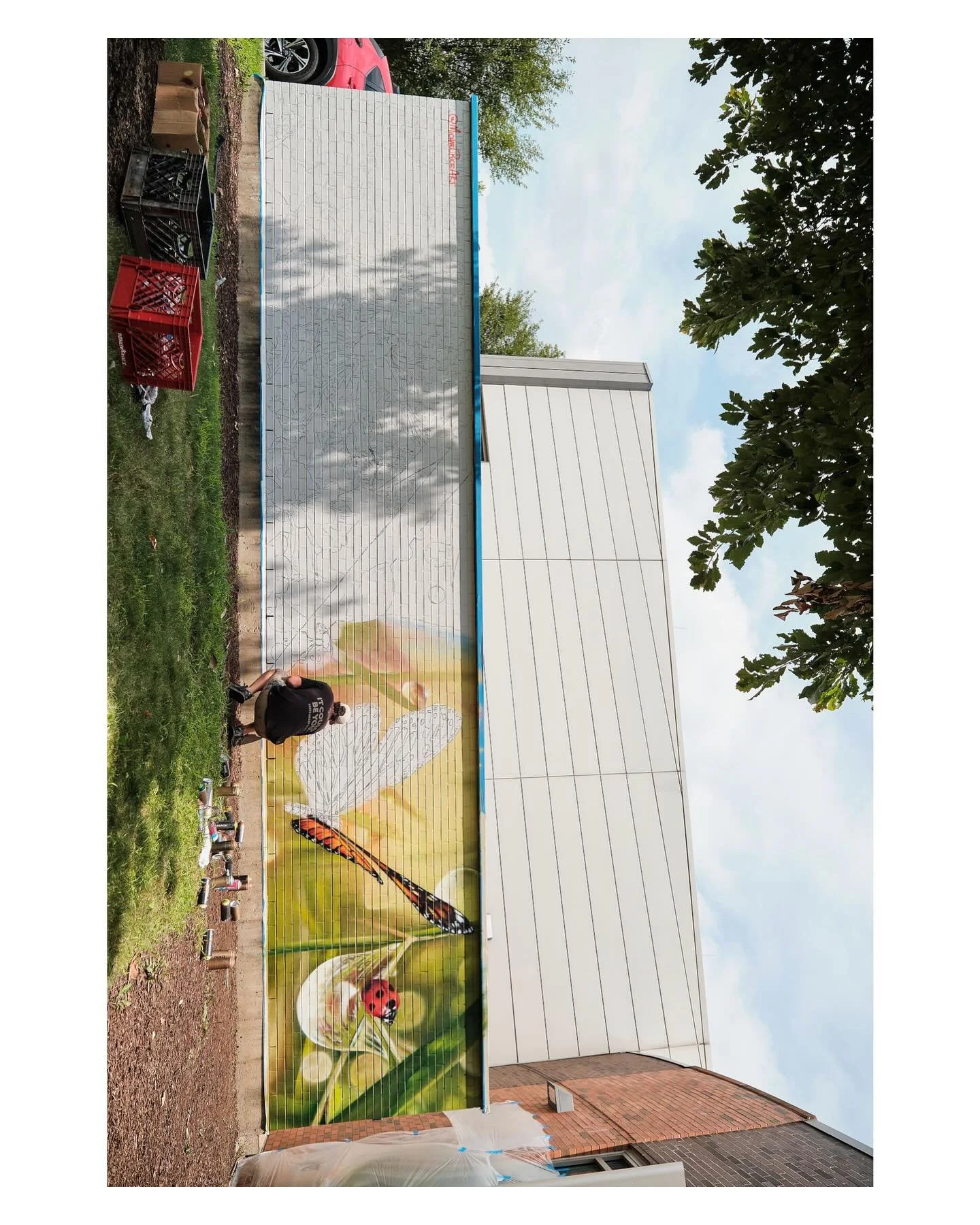 What does creative work look like in real time? Sometimes, it looks like this.

When I visited, artist Michael Rice &ndash; @michaelriceart &ndash; was two days into spray painting a mural at the campus front entrance. The form was there&mdash;and th