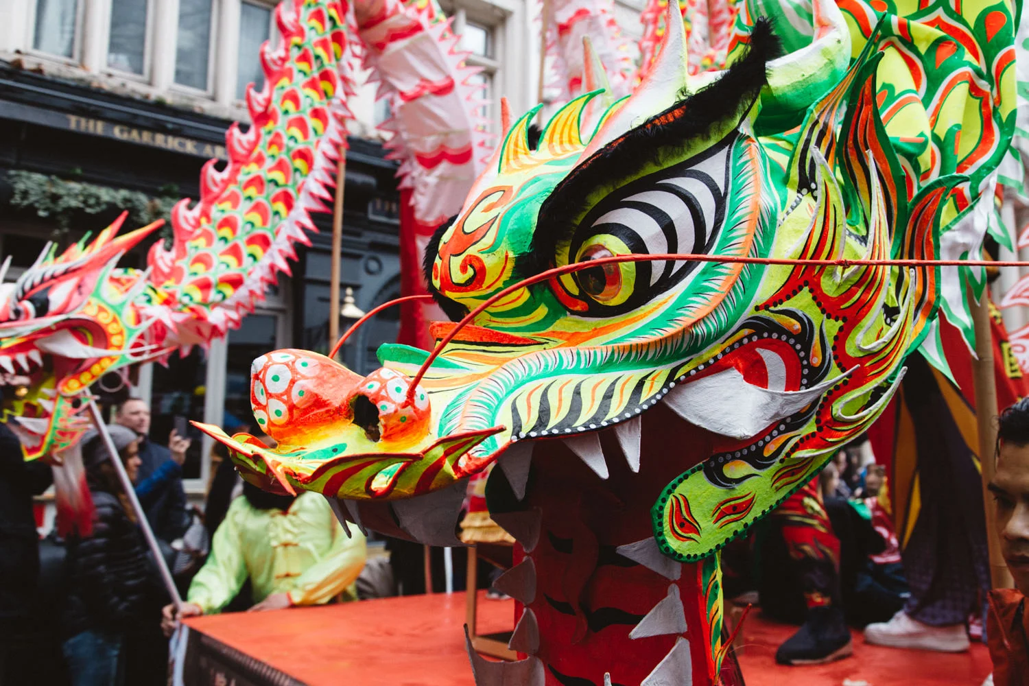 Dancing lion during the Chinese New Year Parade in London