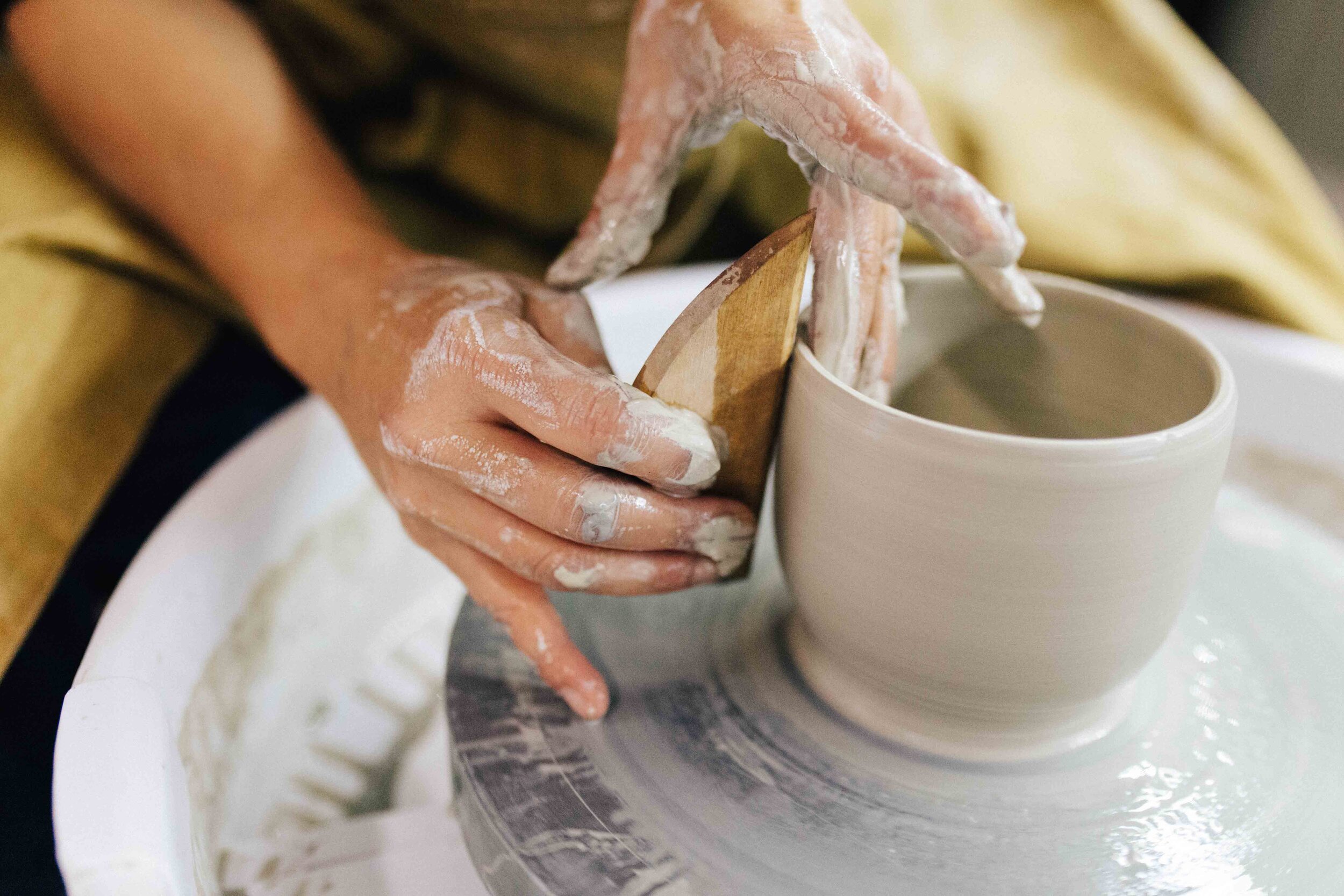 Detail of ceramicist Jacq Lines at work