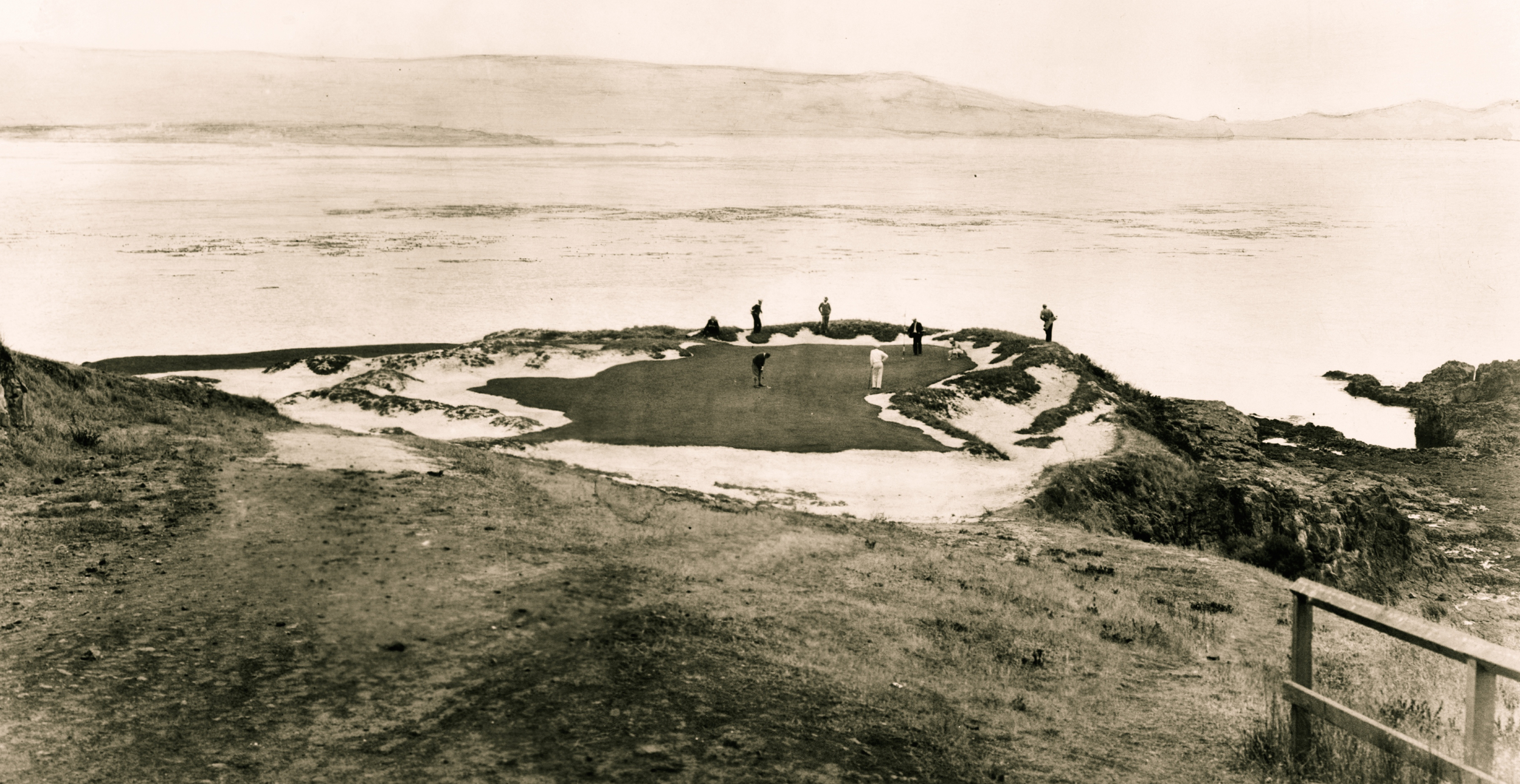 The 7th green at Pebble Beach as it looked in 1929 for the National Amateur (Courtesy of Pacific Golf Design )