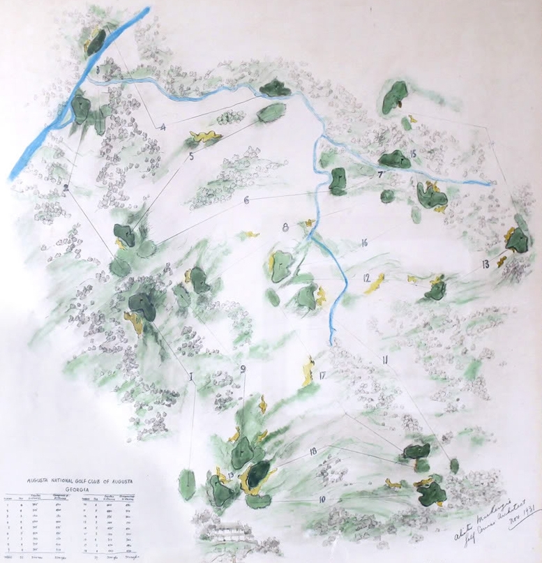 MacKenzie's November 1931 Watercolor plan of Augusta National