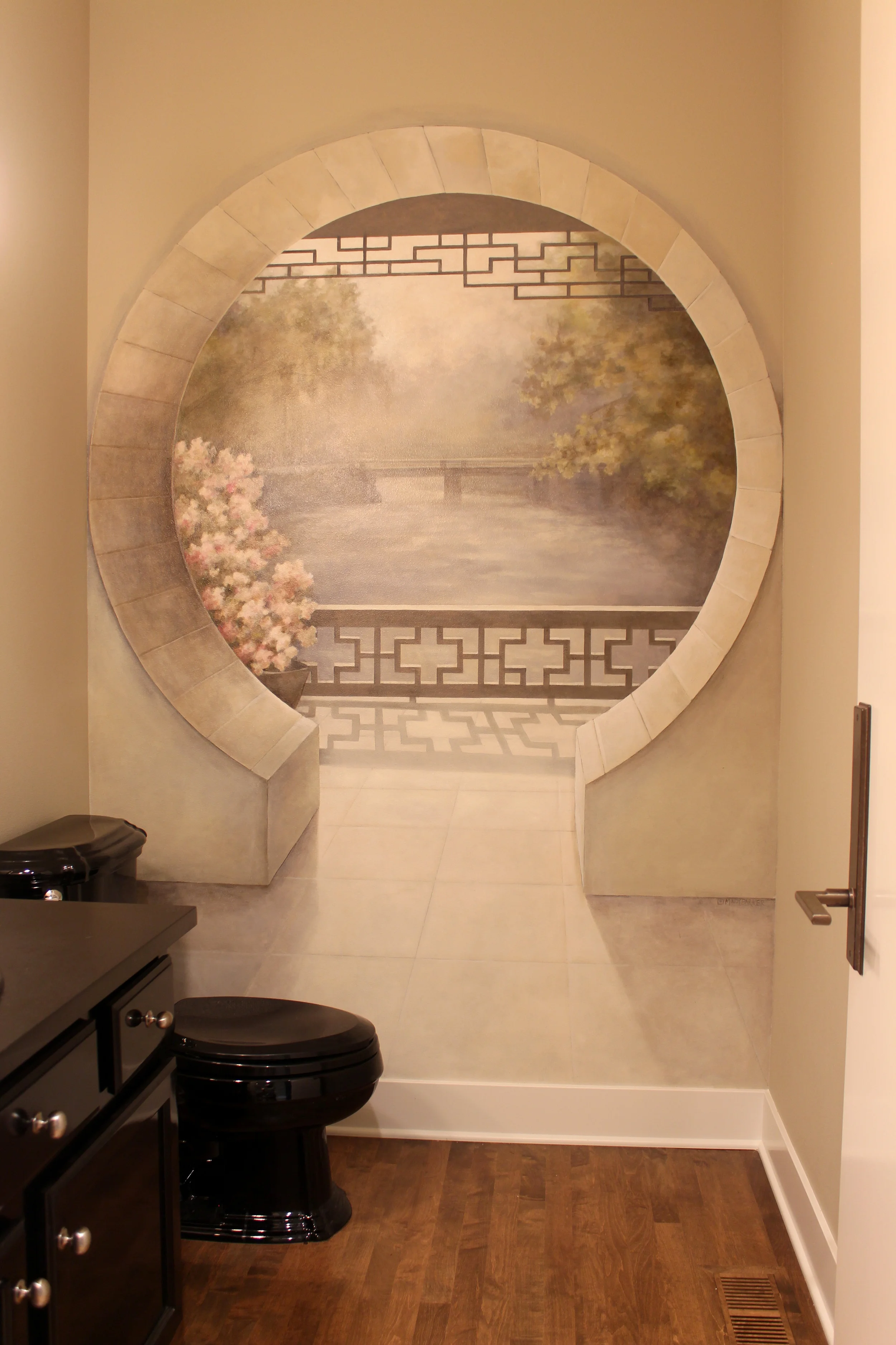 This project took me 4 days to complete and, as you can see from the photo, is located in a guest powder room.