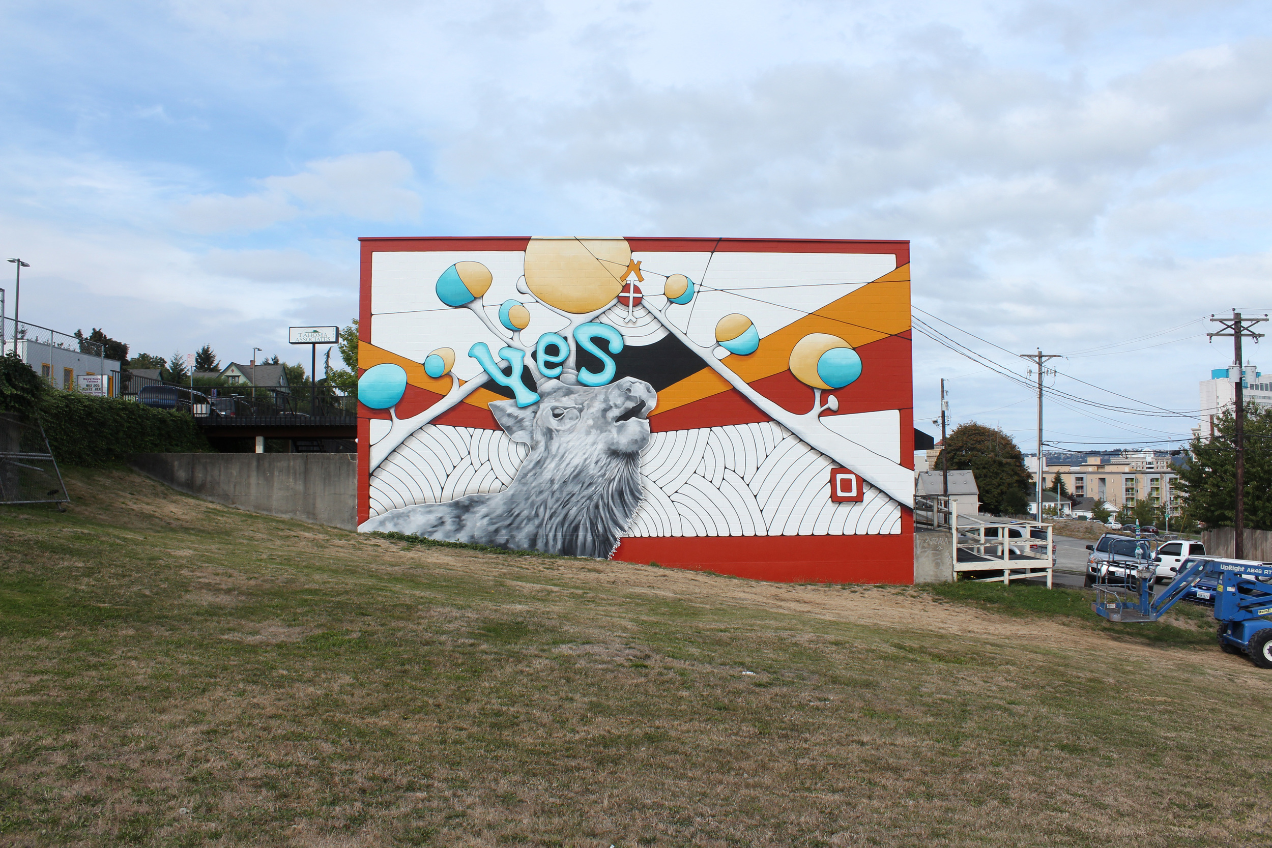 The mural with its surrounding neighborhood.