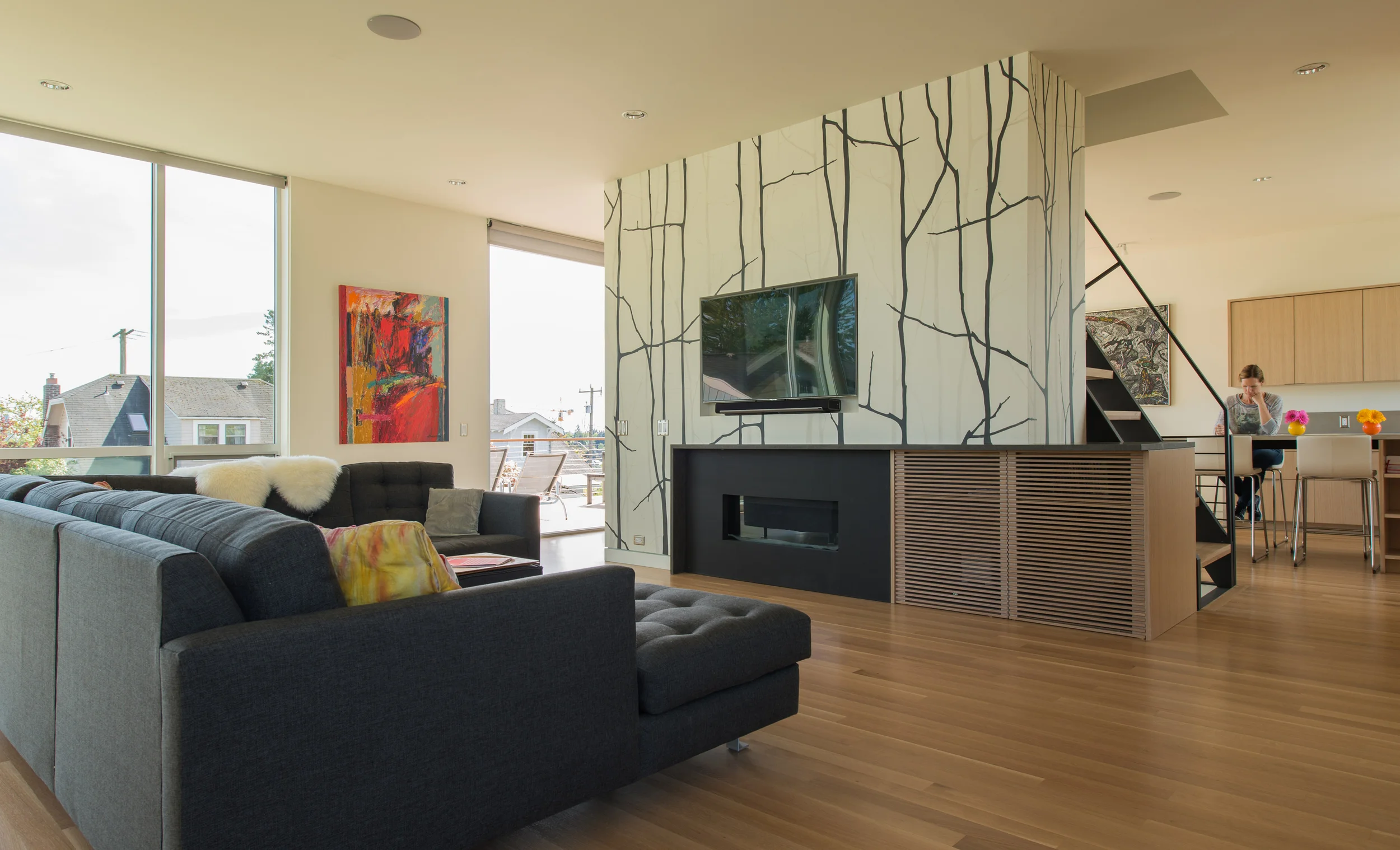 Image continues into living room. Photo by Andrew van Leeuwen, BUILD LLC