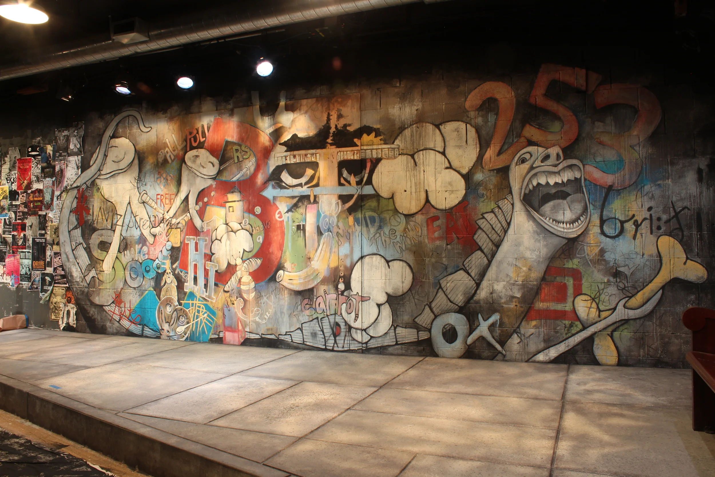 My completed backdrop for Theatre Vertigo's production of The Drunken City. I won a Drammy for this!