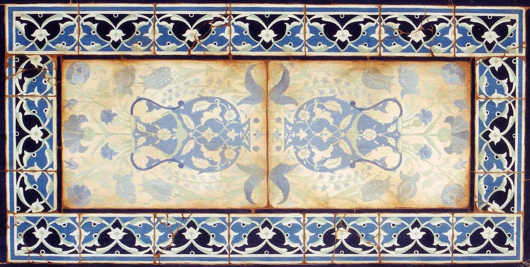 Moroccan tile inspired floorcloth