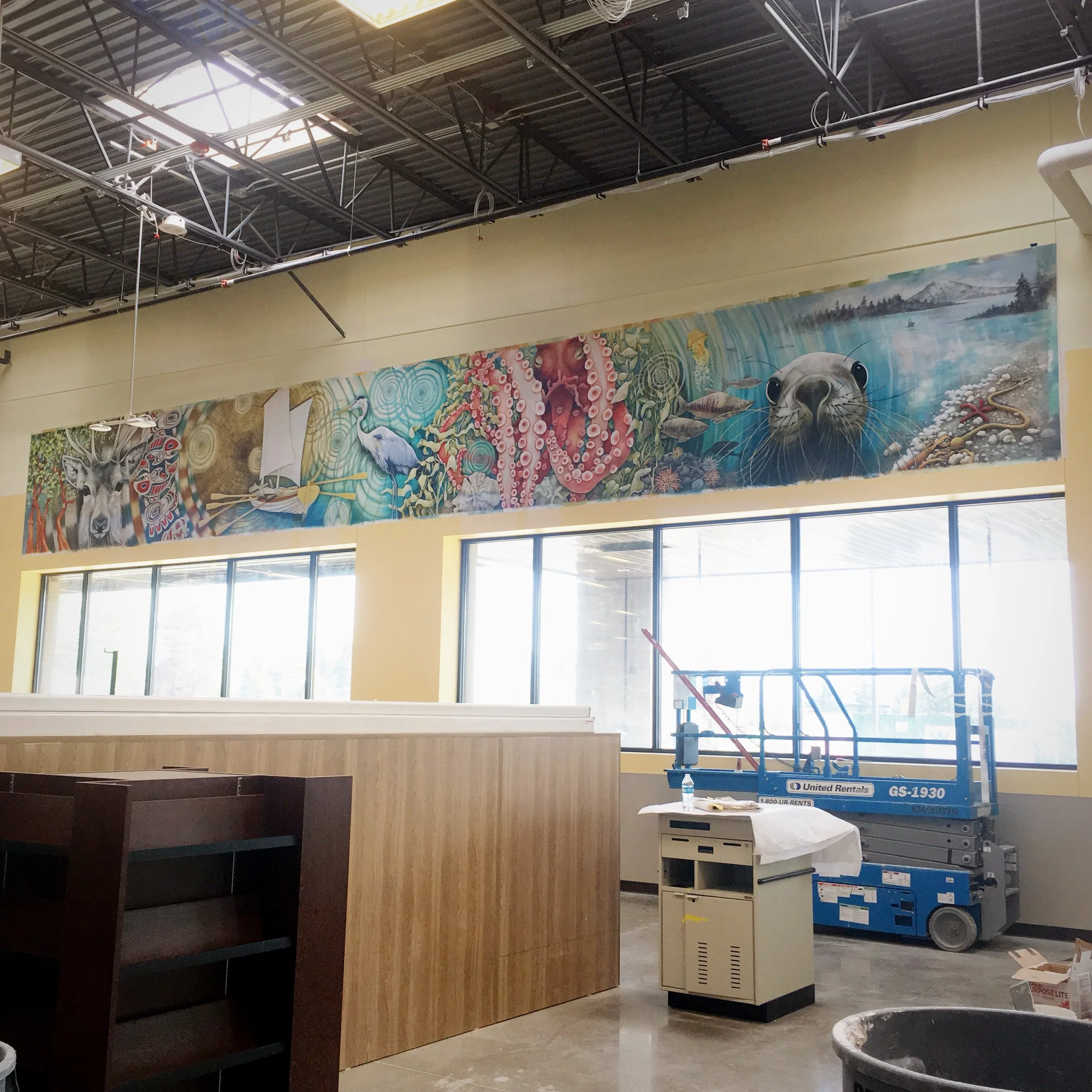 The mural is hung.