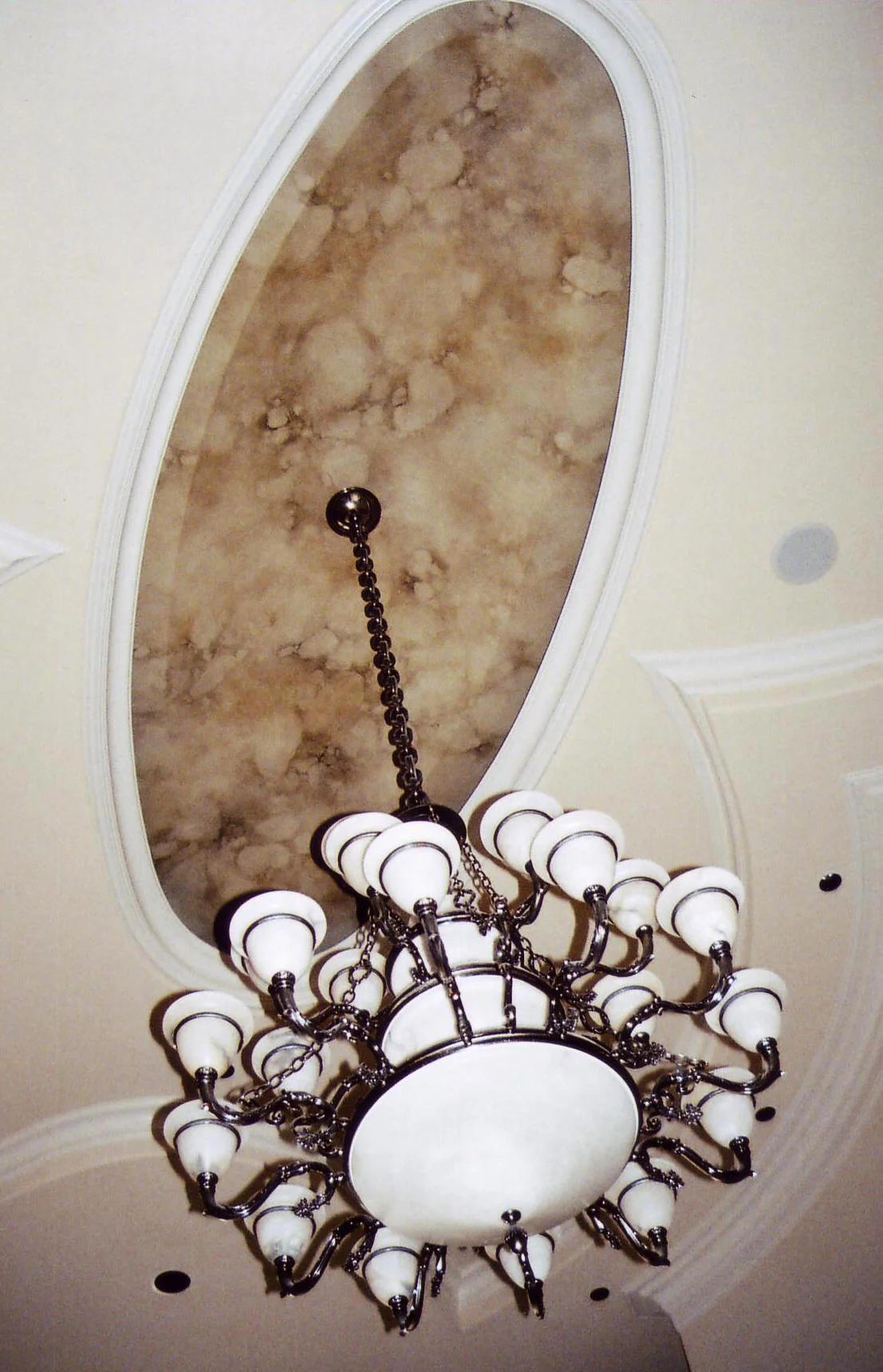 Painted faux marble ceiling inset.