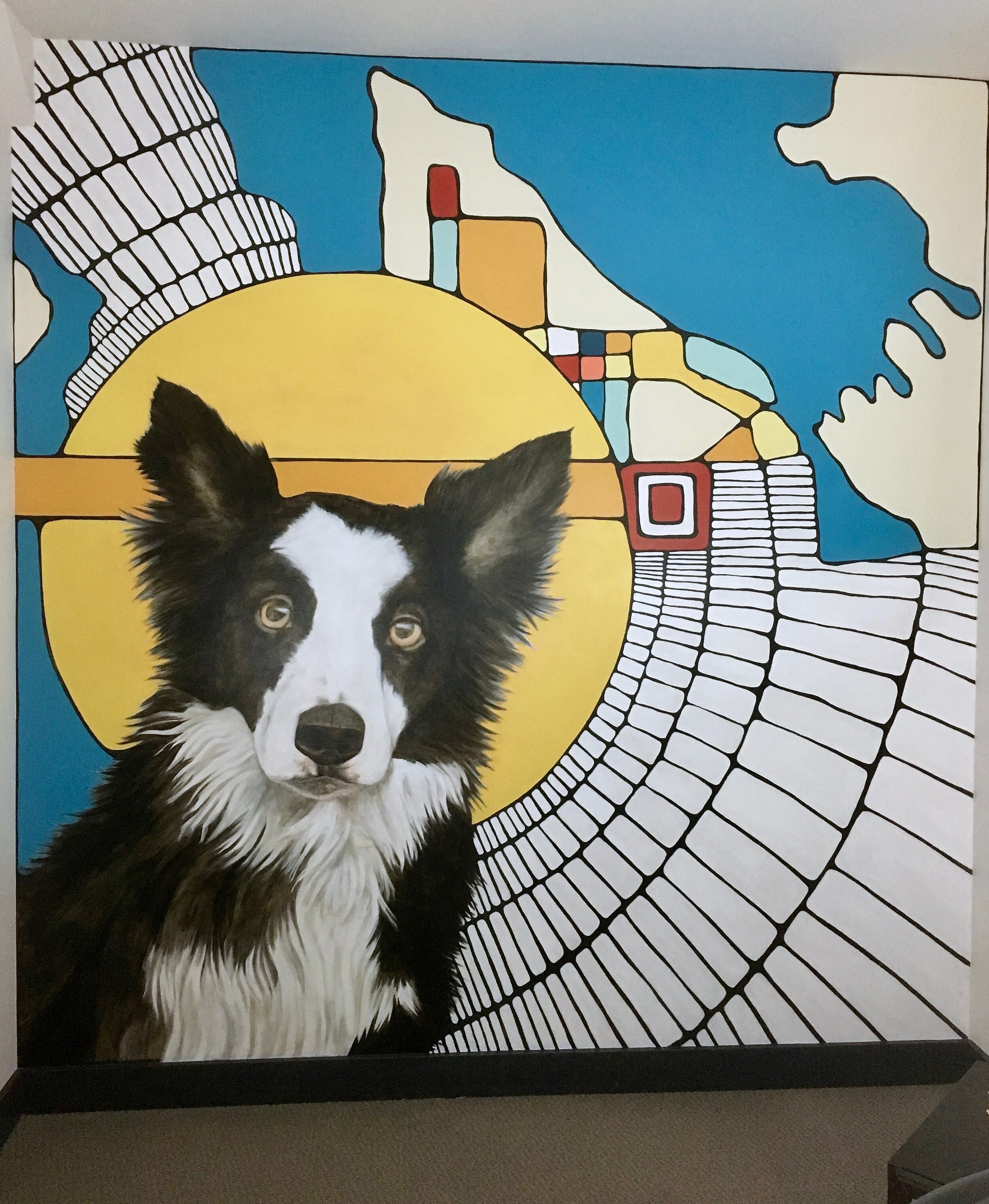 Full room view: mural finished.